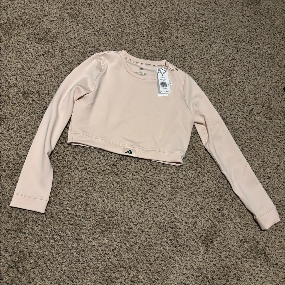 Adidas Women's Cream Long Sleeve Crop Top